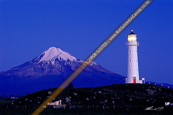 Photo of Cape Egmont Light house at Cape Egmont. Twilight.  Mount Taranaki, New Plymouth, South Taranaki, Taranaki Region, New Zealand (NZ)