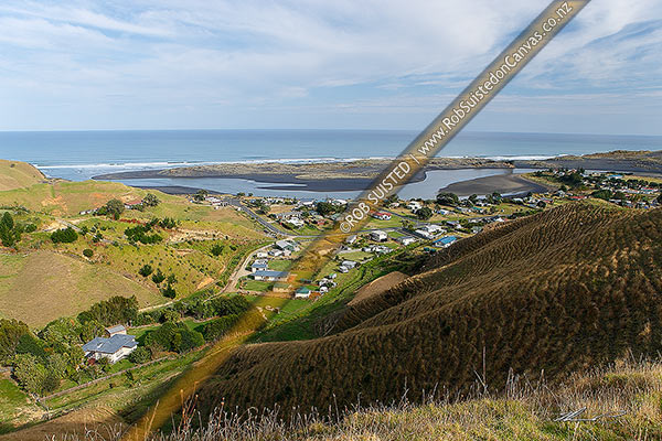 Photo of Marokopa township or village where the Marokopa River winds to sea, Marokopa, Waitomo, Waikato Region, New Zealand (NZ)